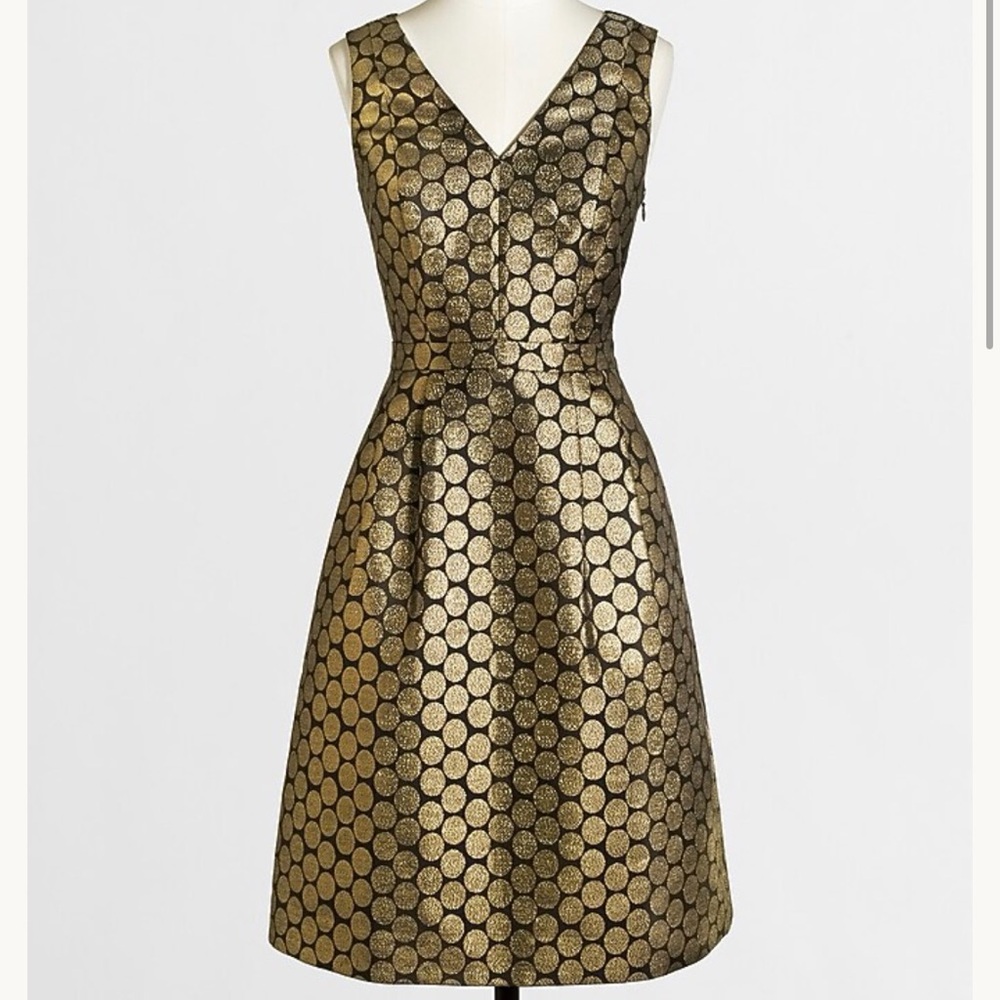New with Tags J.Crew Metallic dot jacquard V-neck dress